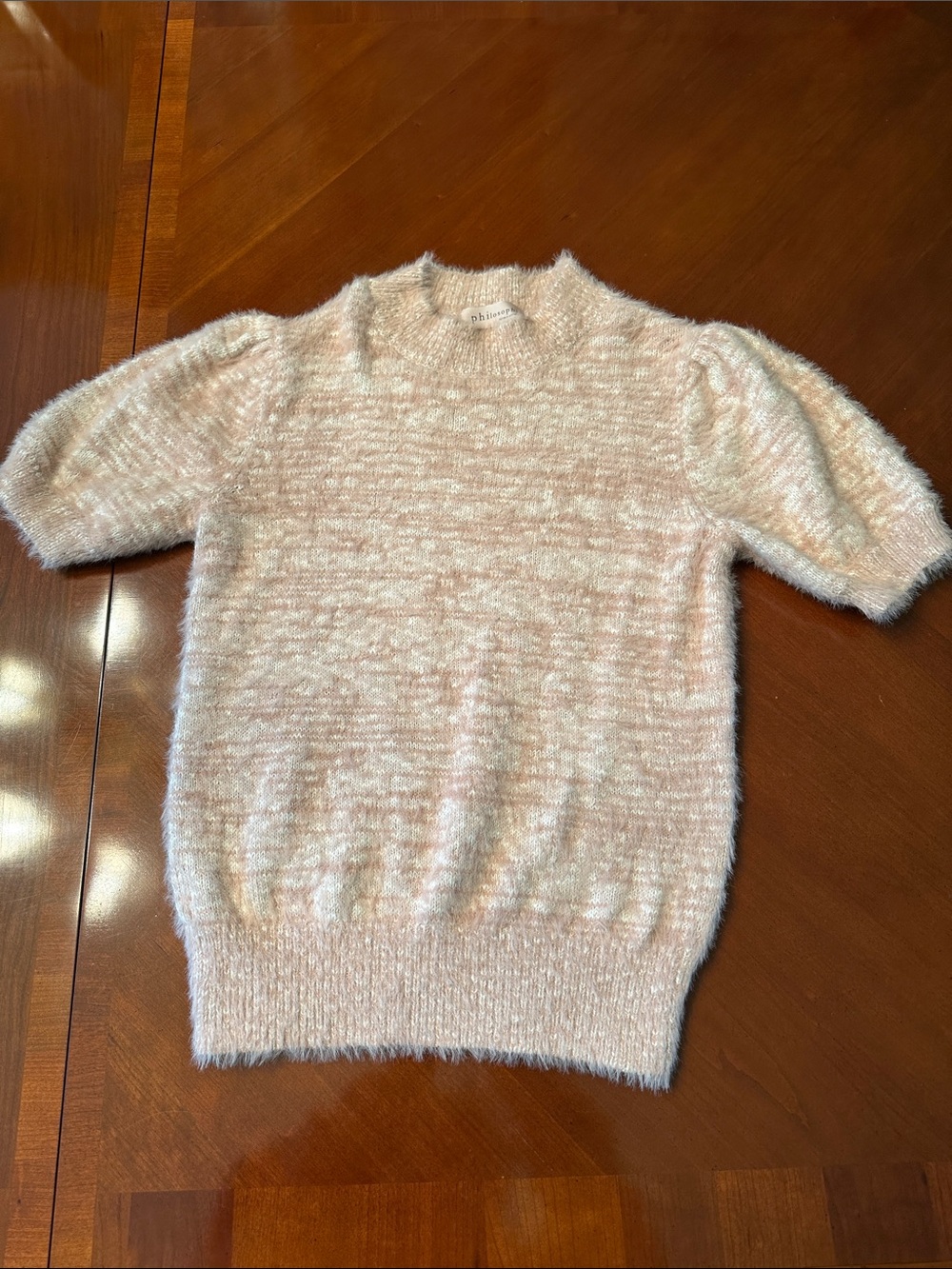 Philosophy pink Soft Fuzzy Short-Sleeve Sweater